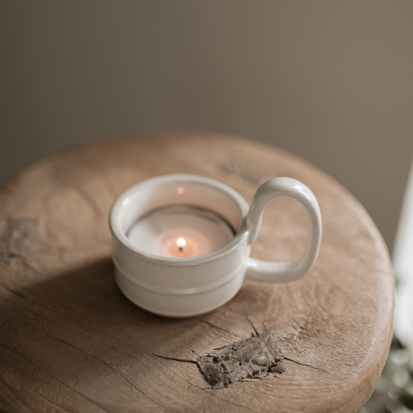 Stoneware Candle Cup - Milk White