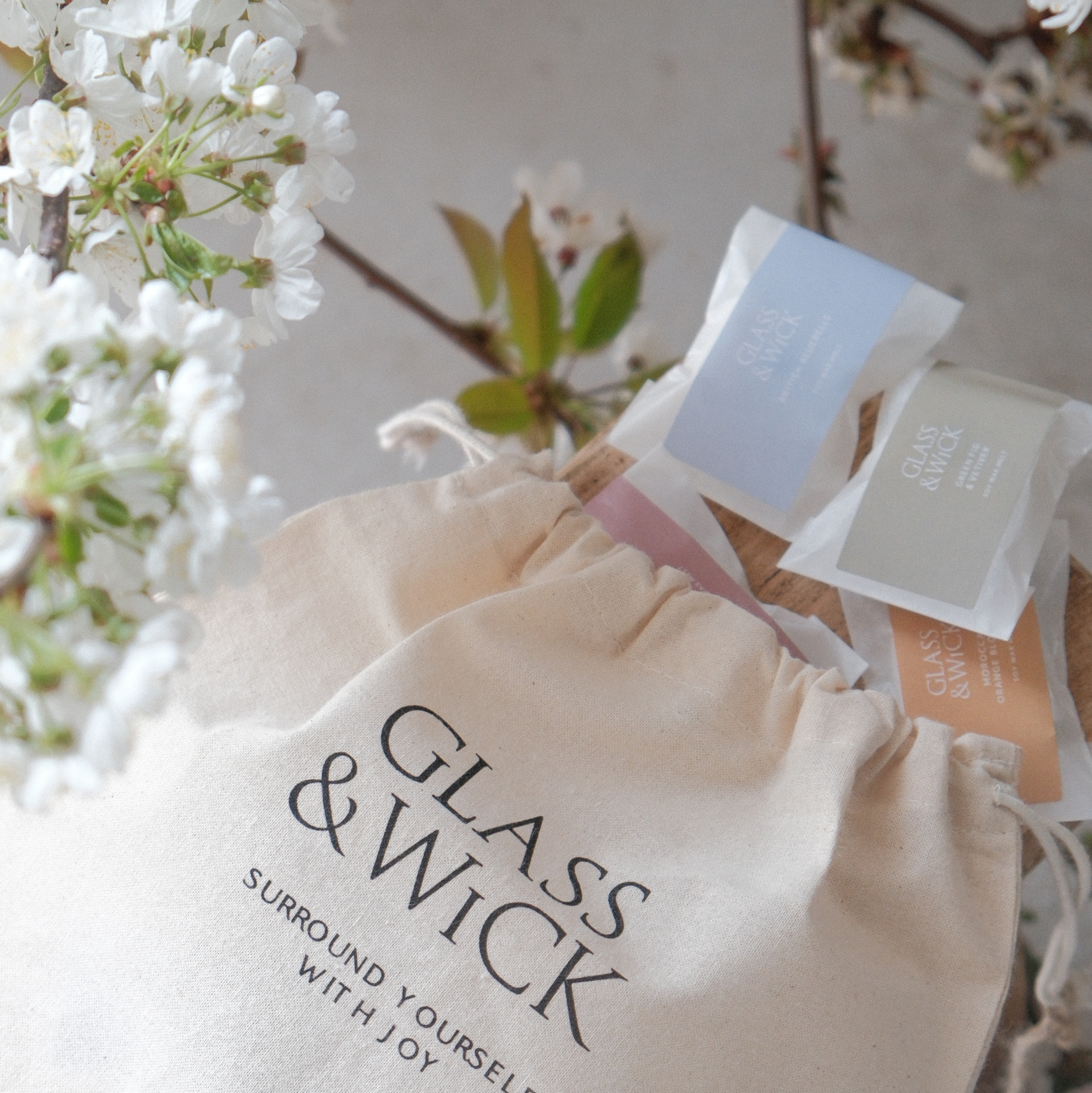 wax melt sample collection. 10 wax melts in organic cotton bag