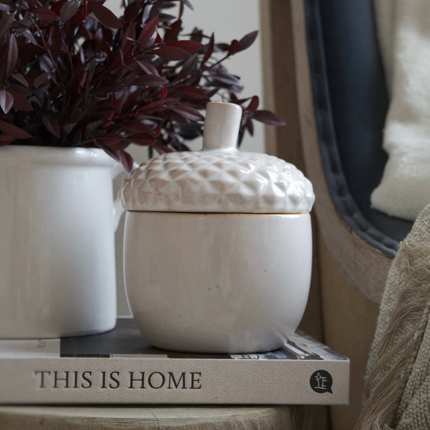 Hand Crafted Ceramic Acorn Storage Pot - Large