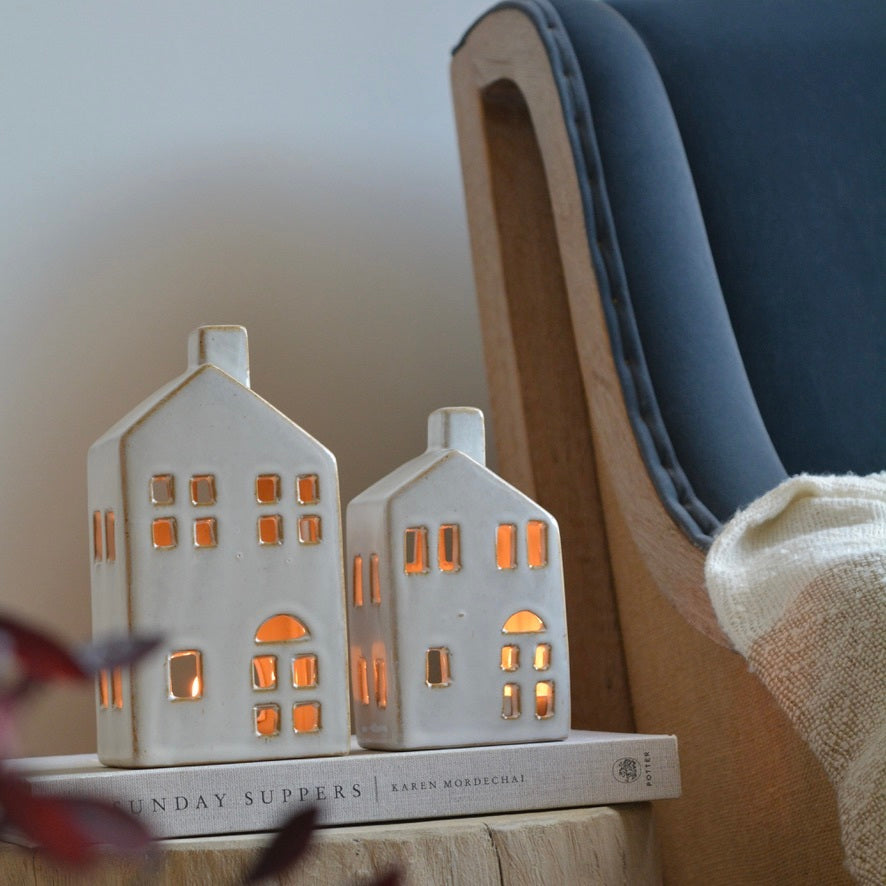 Hand Crafted Rustic Ceramic Tealight House - Large