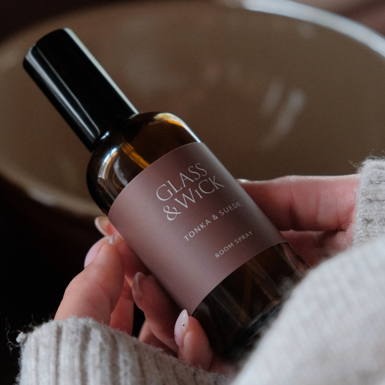 tonka & suede scented room spray by Glass & Wick