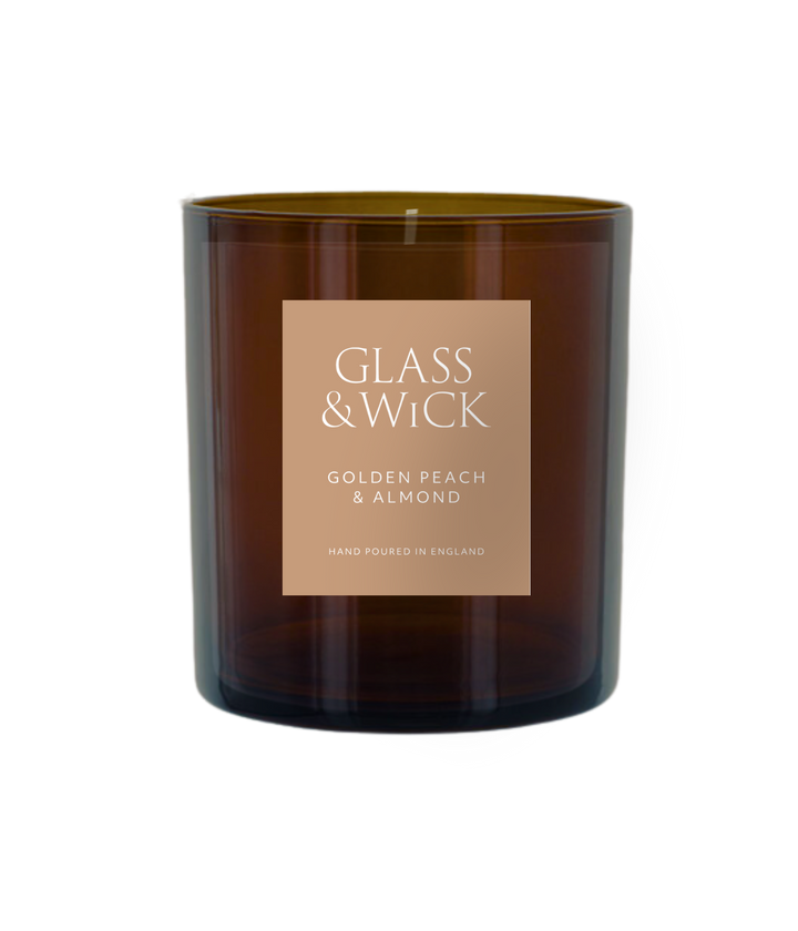 Golden Peach &amp; Almond Amber Candle