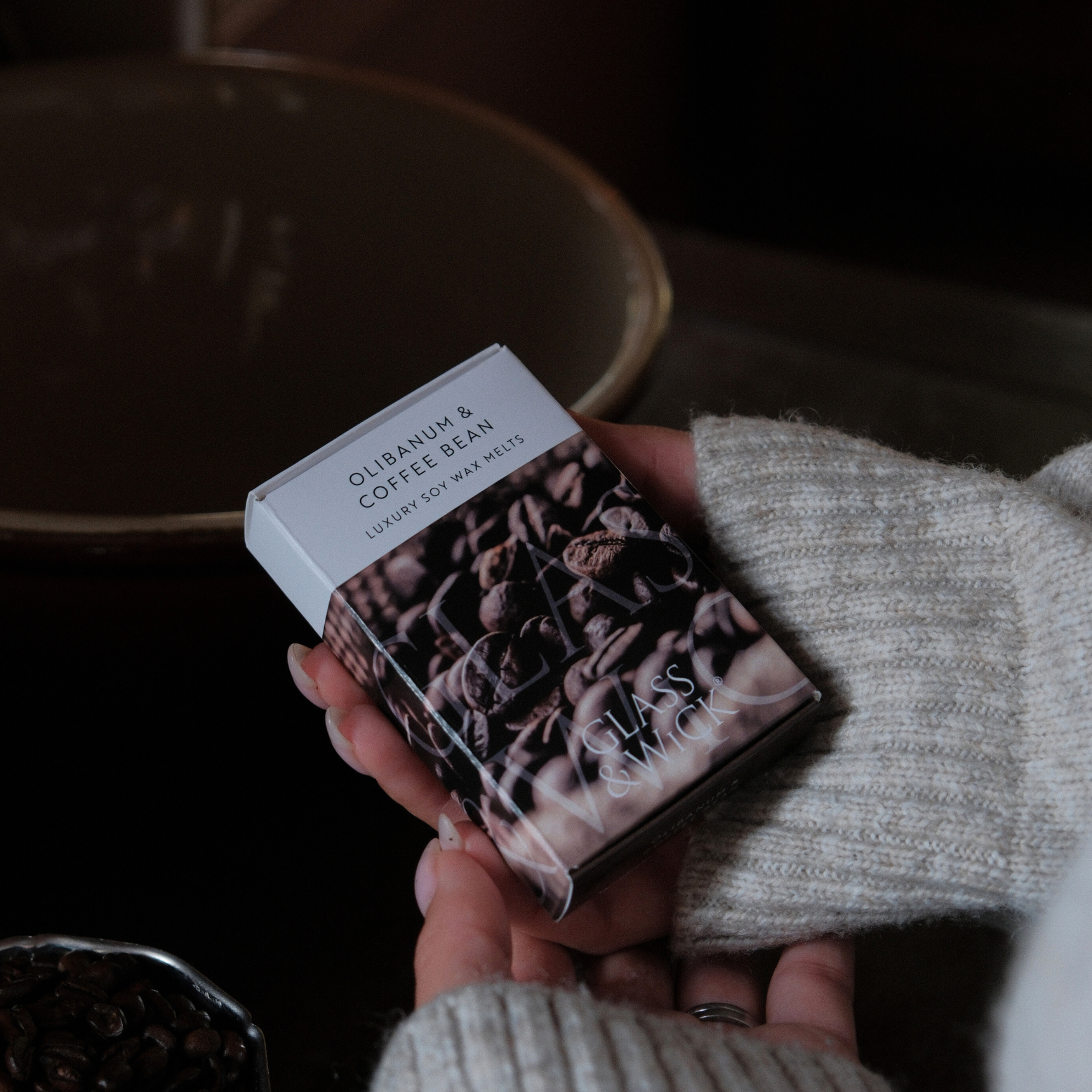 Coffee scented soy wax melts by Glass & Wick