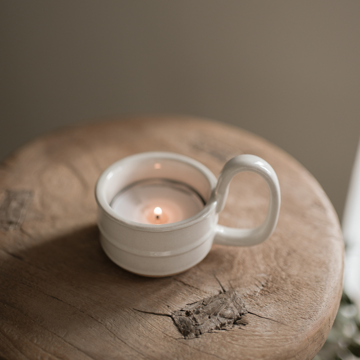 Stoneware Candle Cup - Milk White