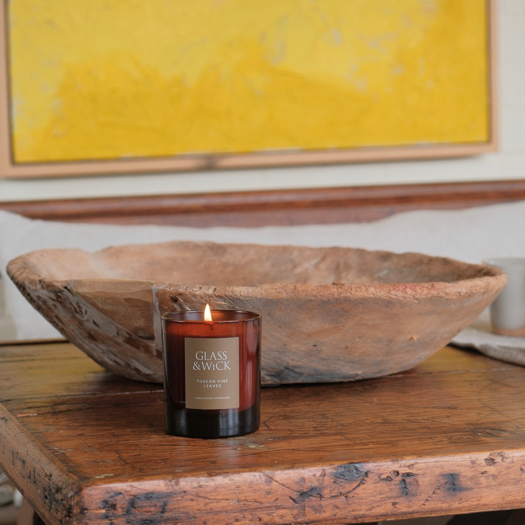 Tuscan Vine Leaves Amber Candle