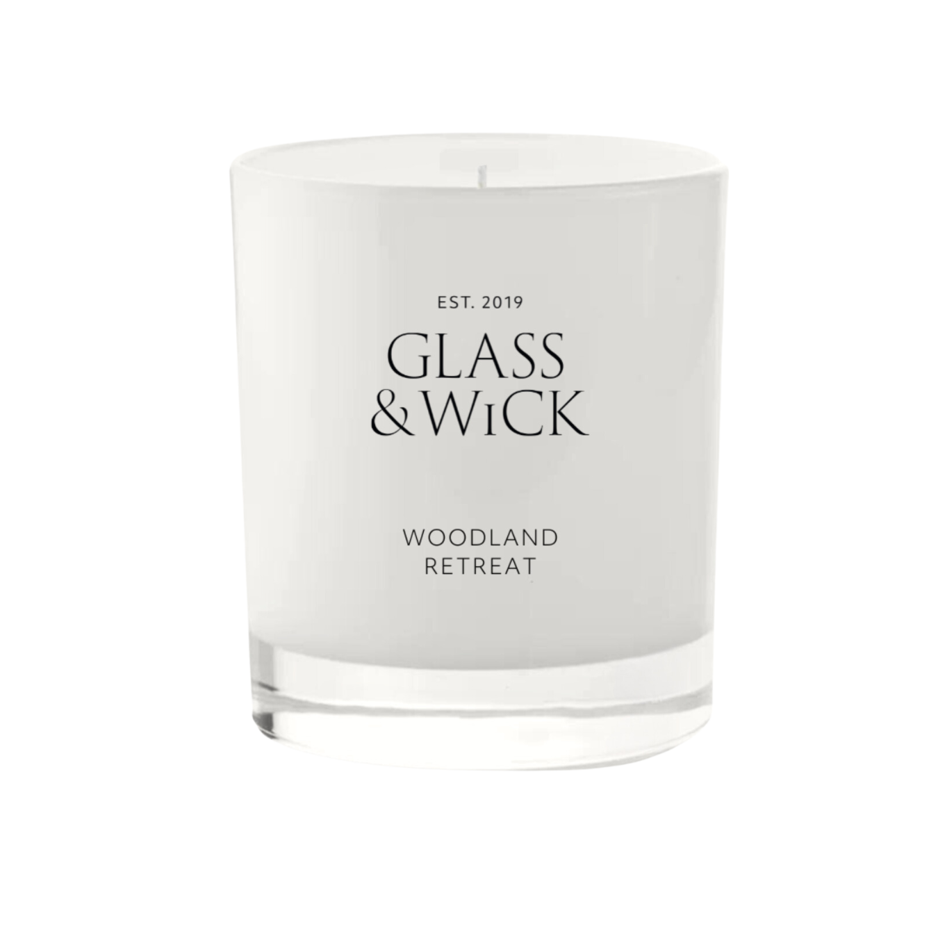 woodland retreat glass and wick candle