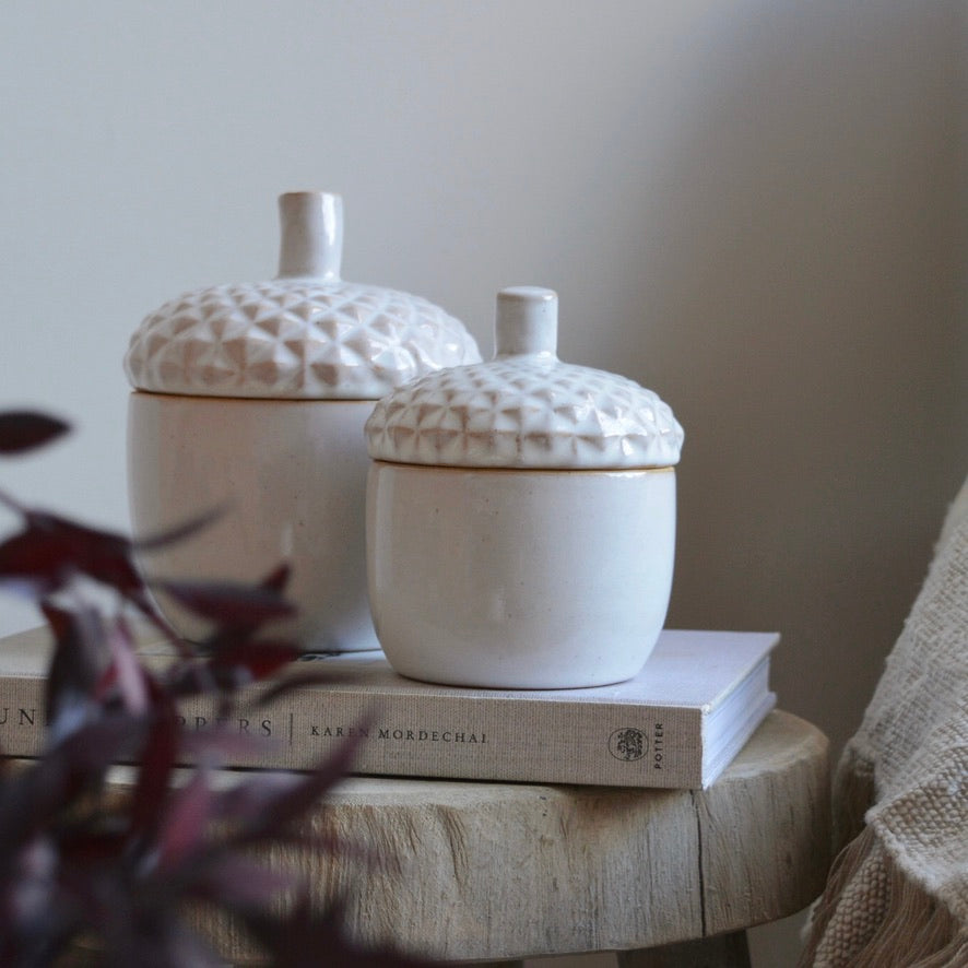 Hand Crafted Ceramic Acorn Storage Pot - Small